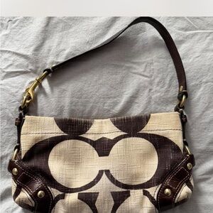 Coach Brown and Cream Shoulder Bag